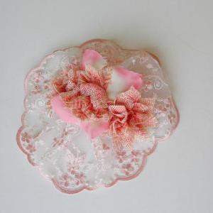 Pink Bridal Hair Flower Wedding Hairpiece..