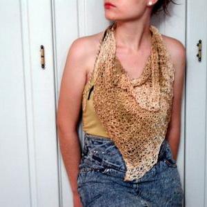 Natural Earth Tones Hand Knitted Scarflette Hanky..