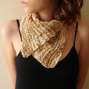 Natural Earth Tones Hand Knitted Scarflette Hanky..