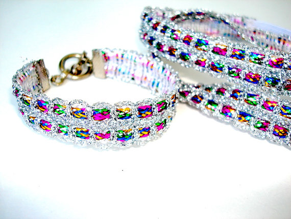 Multi Colored Headband, Boho Style Headband, Set Of Wedding Headband With Bracelet