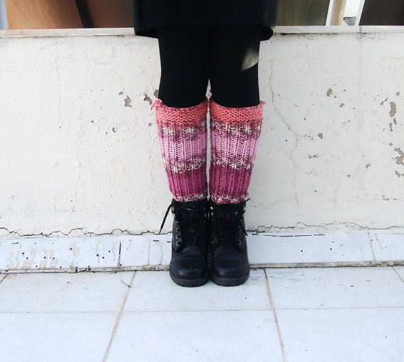 Colorful Boot Cuffs,striped Knit Boot Socks, Multicolored Knit Leg Warmers