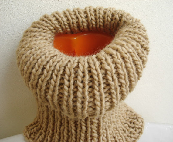Unisex Hand Knit Cowl Pastel Earth Colour Camel Soft Neckwarmer Tube Scarf Winter Hood